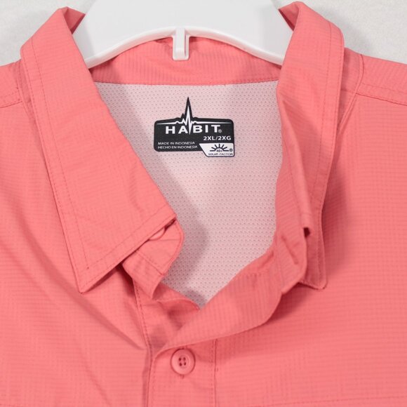 Habit Shirt Men's 2XL Salmon Short Sleeve Solid 40+ Solar Factor Polyester - Picture 3 of 8